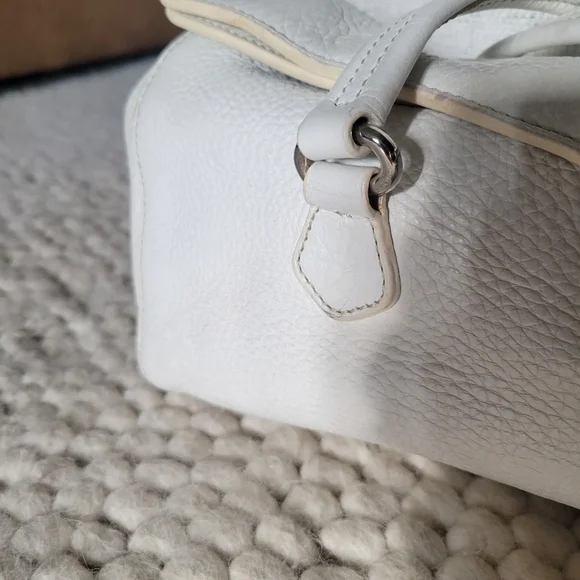 Authentic Prada Daino Bianco Leather Bag Baguette Shoulder Y2k 2000s Vintage - Picture 3 of 11